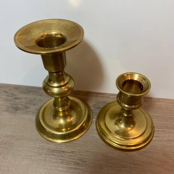 Brass Candlestick Holders 1990s Home Decor for Taper Candles - Picture 2 of 5